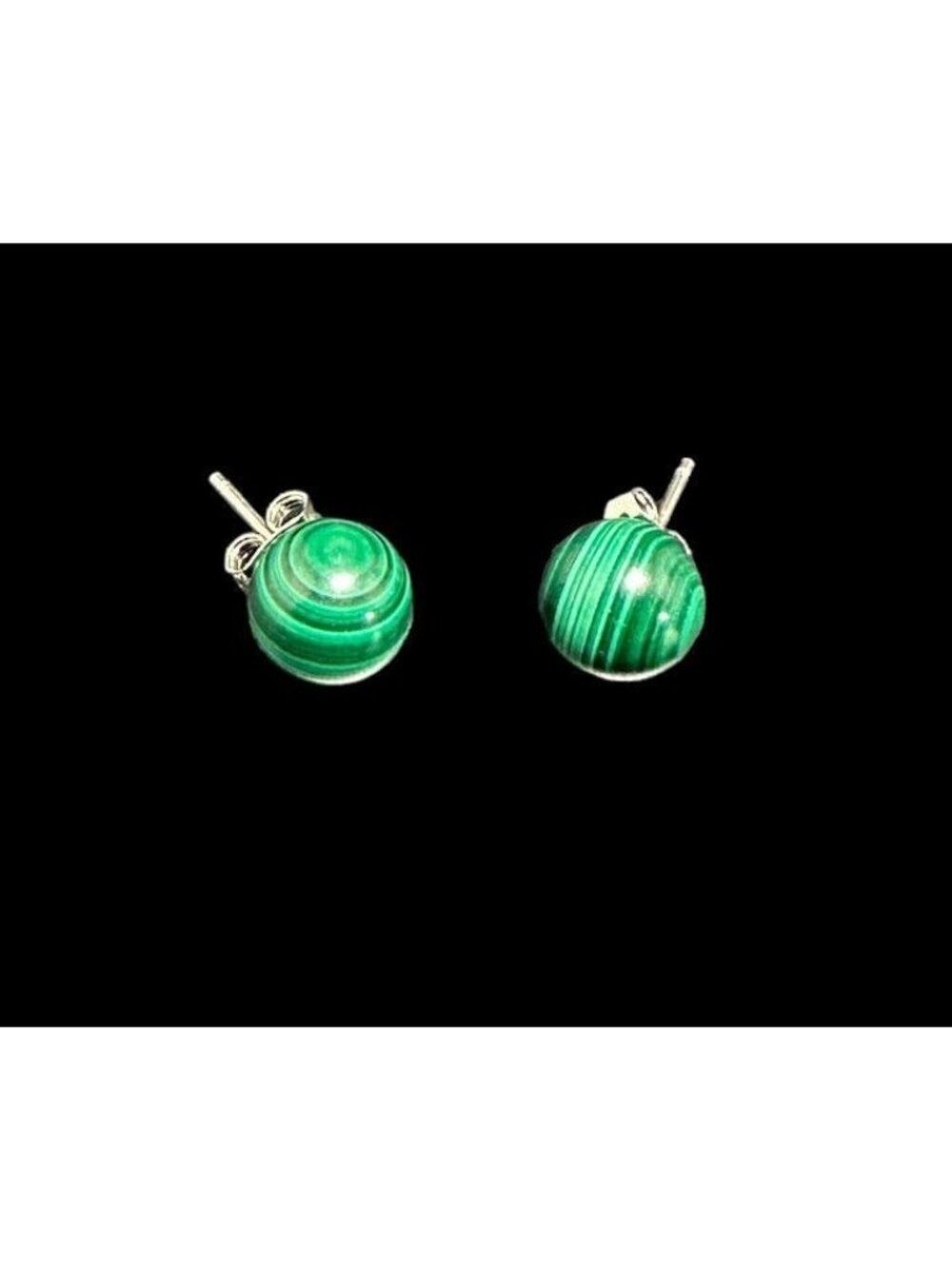 Signed 925NH Michael Valitutti Malachite Round Ball Stud Earrings